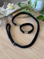 Macramé vodítko Willow délka 123 cm černá v setu s obojkem.